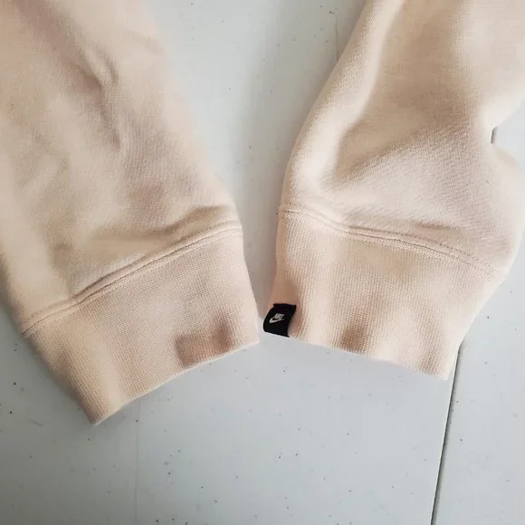 Nike Sweatshirt Hooded Cropped Metallic Logo Light Pink/peach Womens size L - Picture 6 of 10